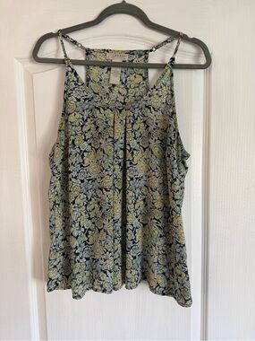 Kenar Navy Floral Paisley Spaghetti-Strap Tank with Yellow Accents